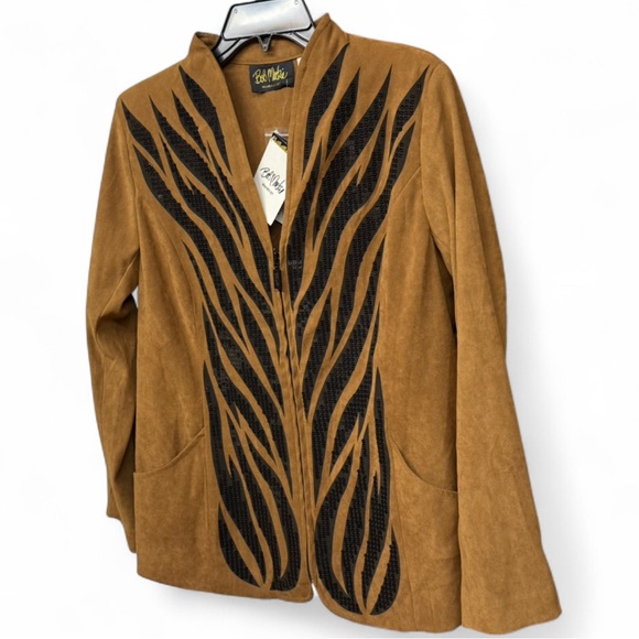 Bob Mackie Wearable Art Faux Suede Front-Zip Jacket with Sequin Detail - Picture 2 of 8